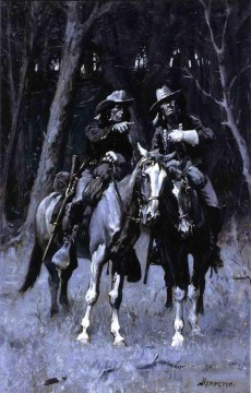 Indiana Cowboy Painting - Cheyenne Scouts Patrolling the Big Timber of the North Canadian Oklahoma Frederic Remington cowboy
